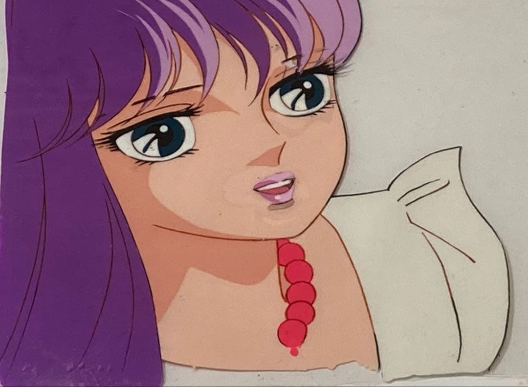 t２５　レア　大判聖闘士星矢セル画【城戸沙織】背景画・額縁付き