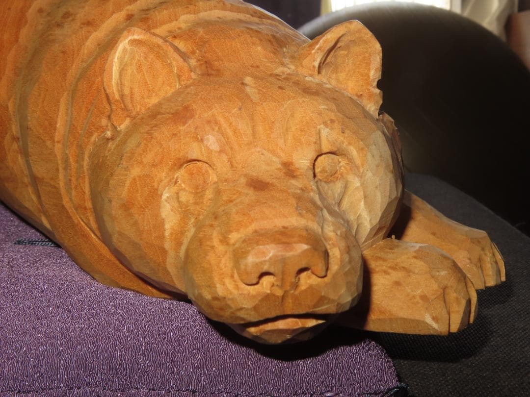 3 金岡作 金岡茂幸？ 犬 イヌ 一刀彫 木彫り 木彫刻 アイヌ 北海道 3