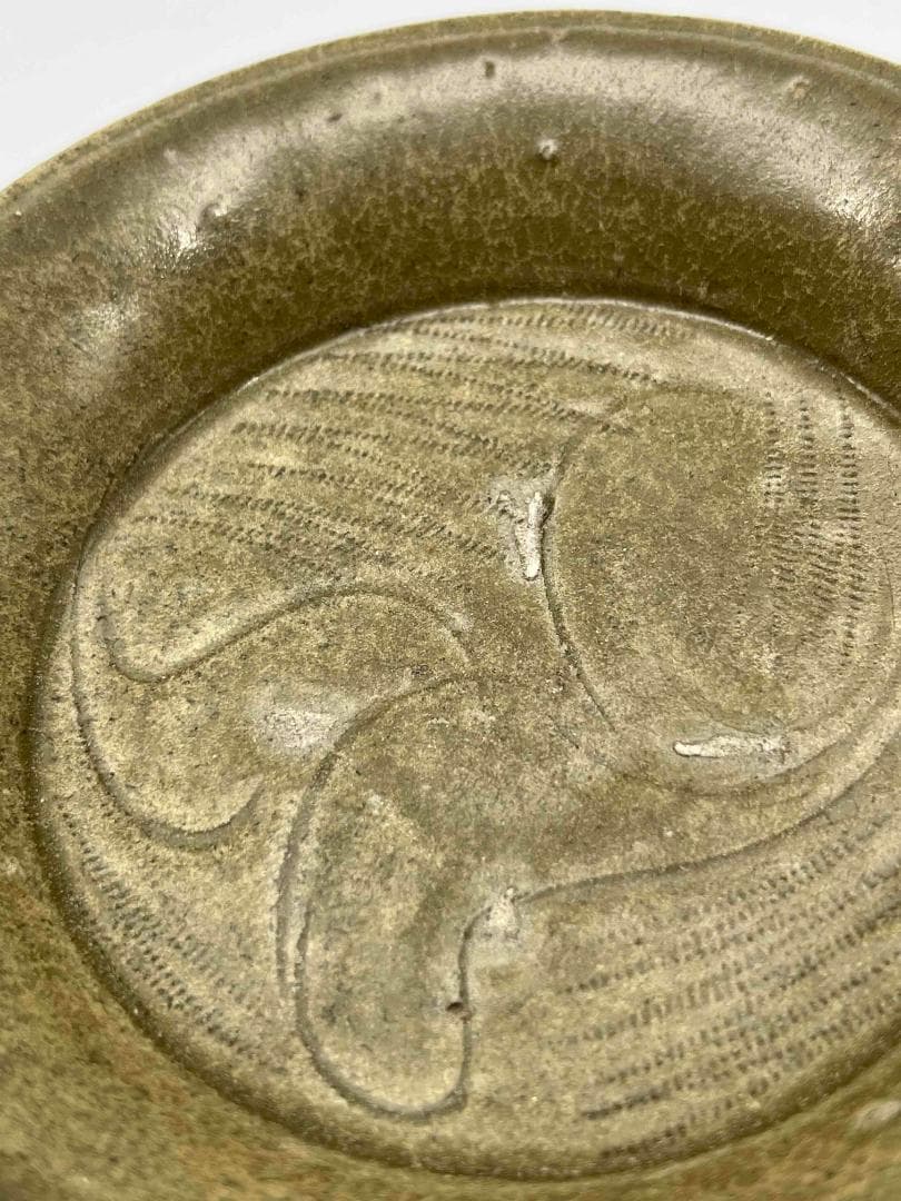 宋時代 青磁刻花唐草文盤 耀州窯皿 唐物 古賞物