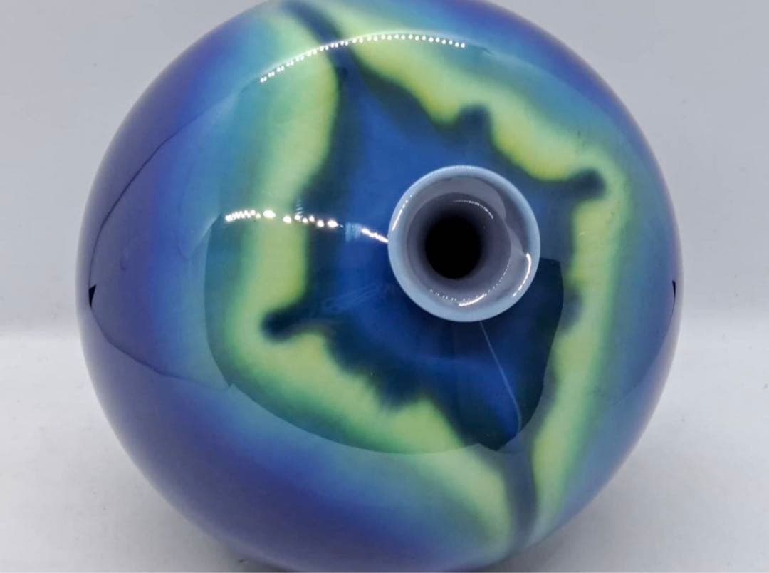 人間国宝 三代 徳田八十吉 金銘 本人作「耀彩 壷」共箱 花瓶 九谷焼 真作保証