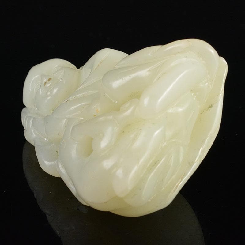 中国 玉石白玉彫刻 人物刻 根付 紙鎮 置物 C R7134E - メルカリ