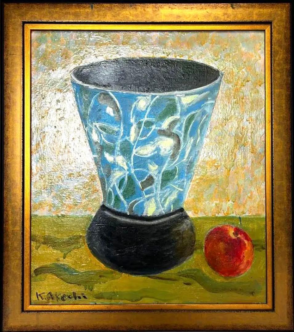 絵画 林武 静物 油彩 油絵 F4 花 華 花瓶 花器 花入