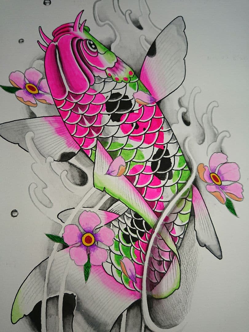 鯉の画 栄樹作 一点物 送料込み。