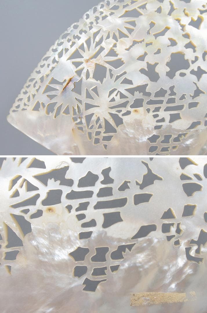 貝】 ☆ 文房 貝彫花鳥図擺件 ☆ 清朝期 竹 牡丹 喜鵲 彫刻文様 雅玩雑