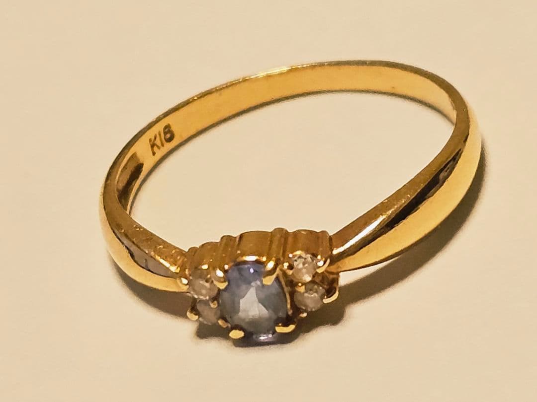 K18ゴールド サファイア ダイヤモンドリング