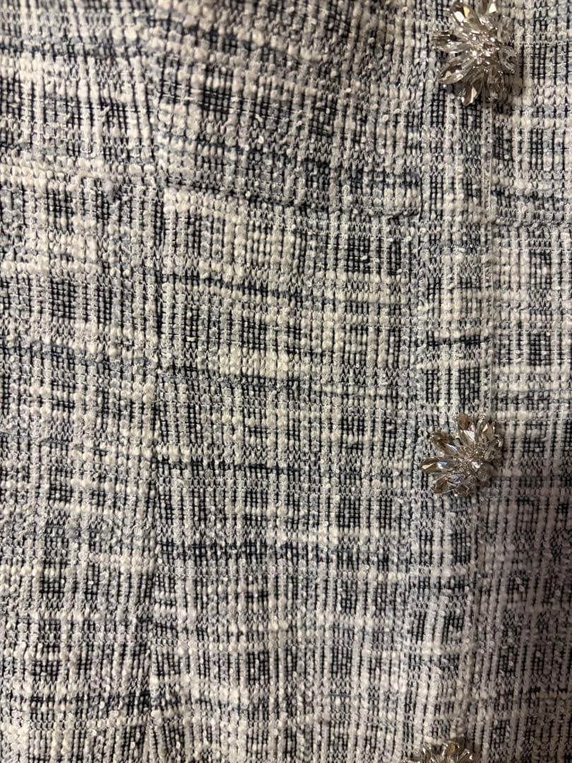 ROBE de FLEURS ニットツイード フラワーカラーグレー Sサイズ　襟