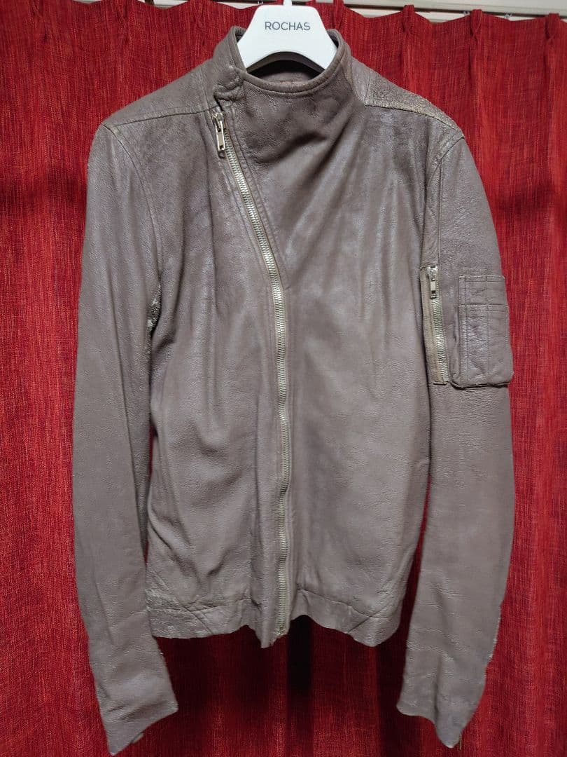 rick owens リックオウエンス　デストロイ加工レザーライダースジャケット レア◇RICK OWENS リックオウエンス SafariBiker デストロイ加工