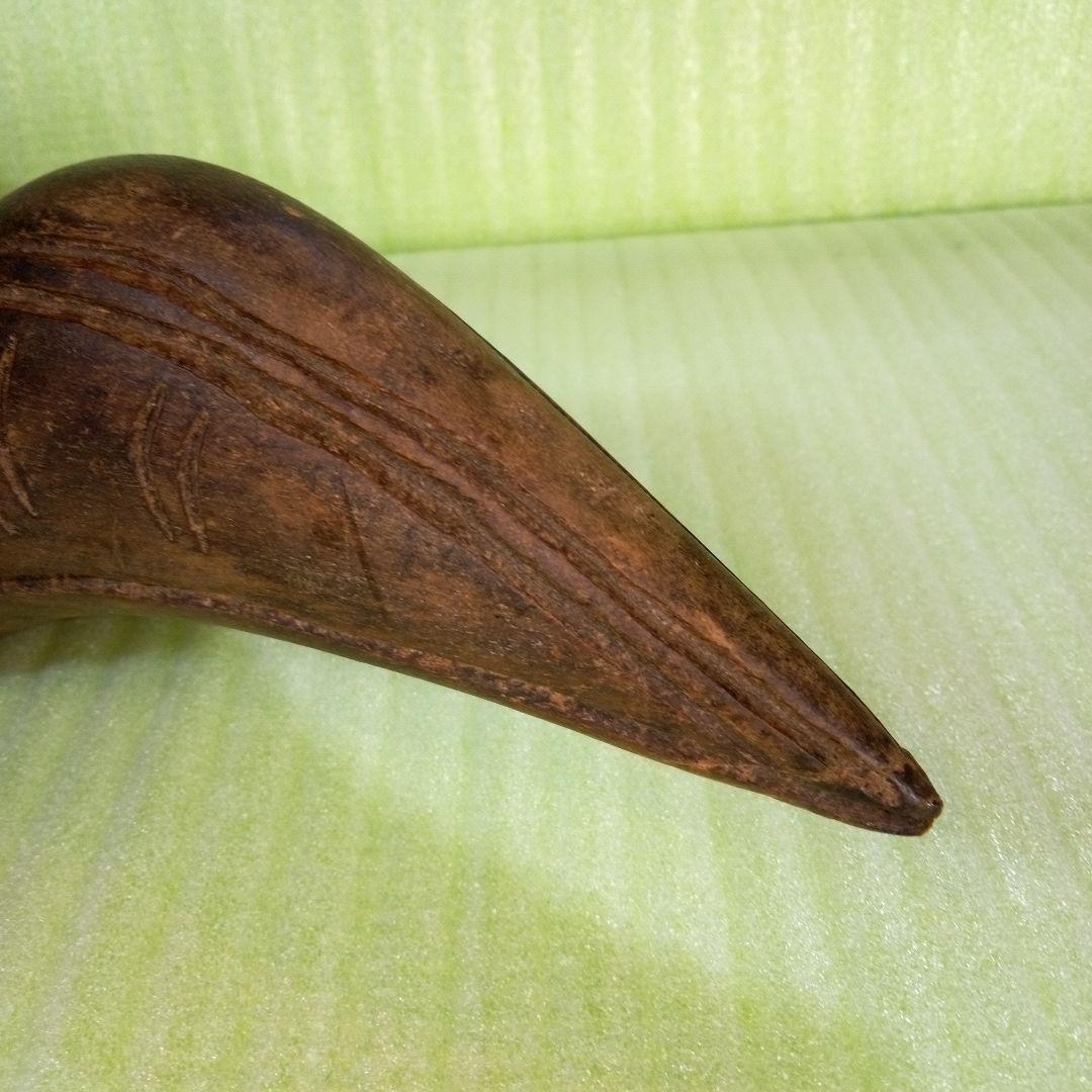 木製 木彫り 鳥人間のようなマスク お面 レトロ アンティーク オブジェ