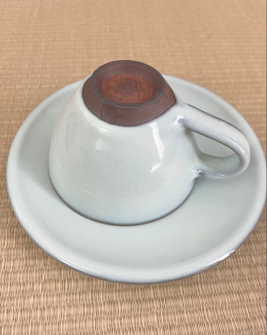 未使用】小石原焼 人間国宝 福島善三 中野月白瓷 カップ&ソーサー
