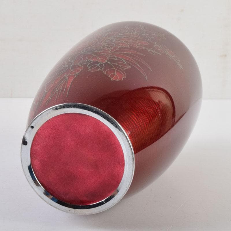 七宝焼 四君子文 花瓶 時代箱 V 9058