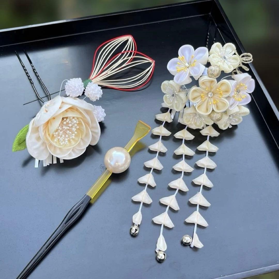 日本髪 髪飾り 七五三(7歳)～成人式 紅白
