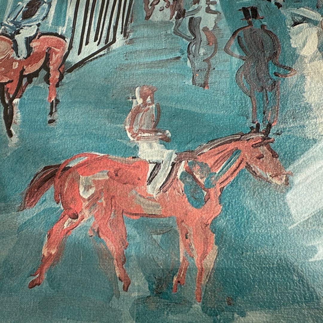 フランス絵画 ラウル•デュフィ「競馬場」複製画 油絵 油彩 額 Dufy