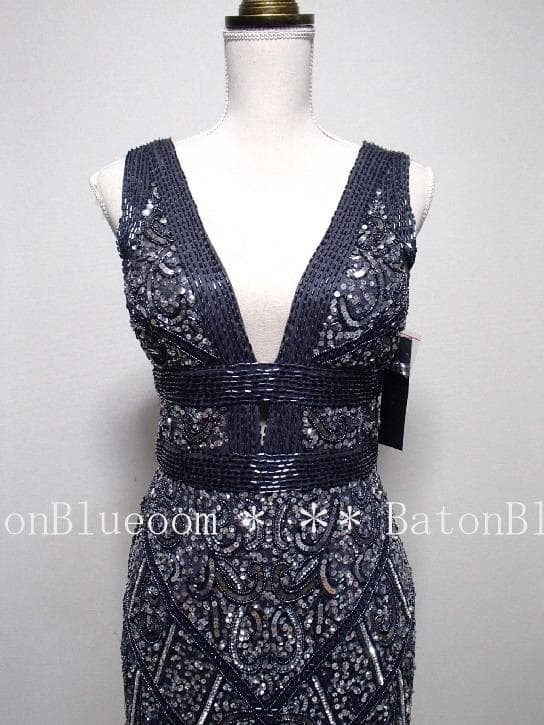 新品☆アイダンマトックス☆豪華スパンコールドレス紺☆演奏会ウェディングドレス