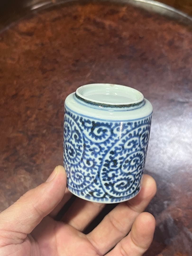 古伊万里 覗き猪口 のぞき猪口 蛸唐草 唐草 酒器 民藝 民芸 唐草 柿