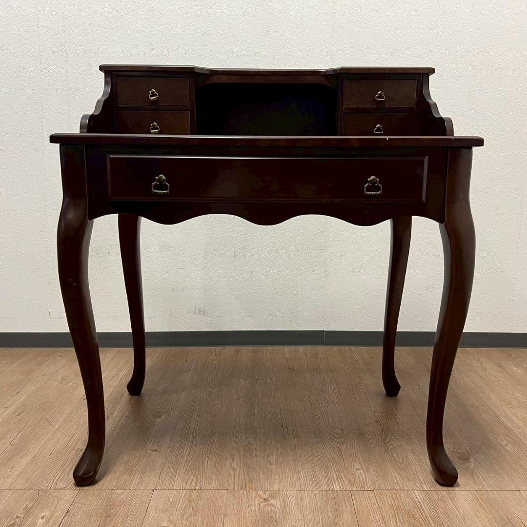 アンティーク調 猫脚 デスク 木製 ドレッサー テーブル ブラウン 机