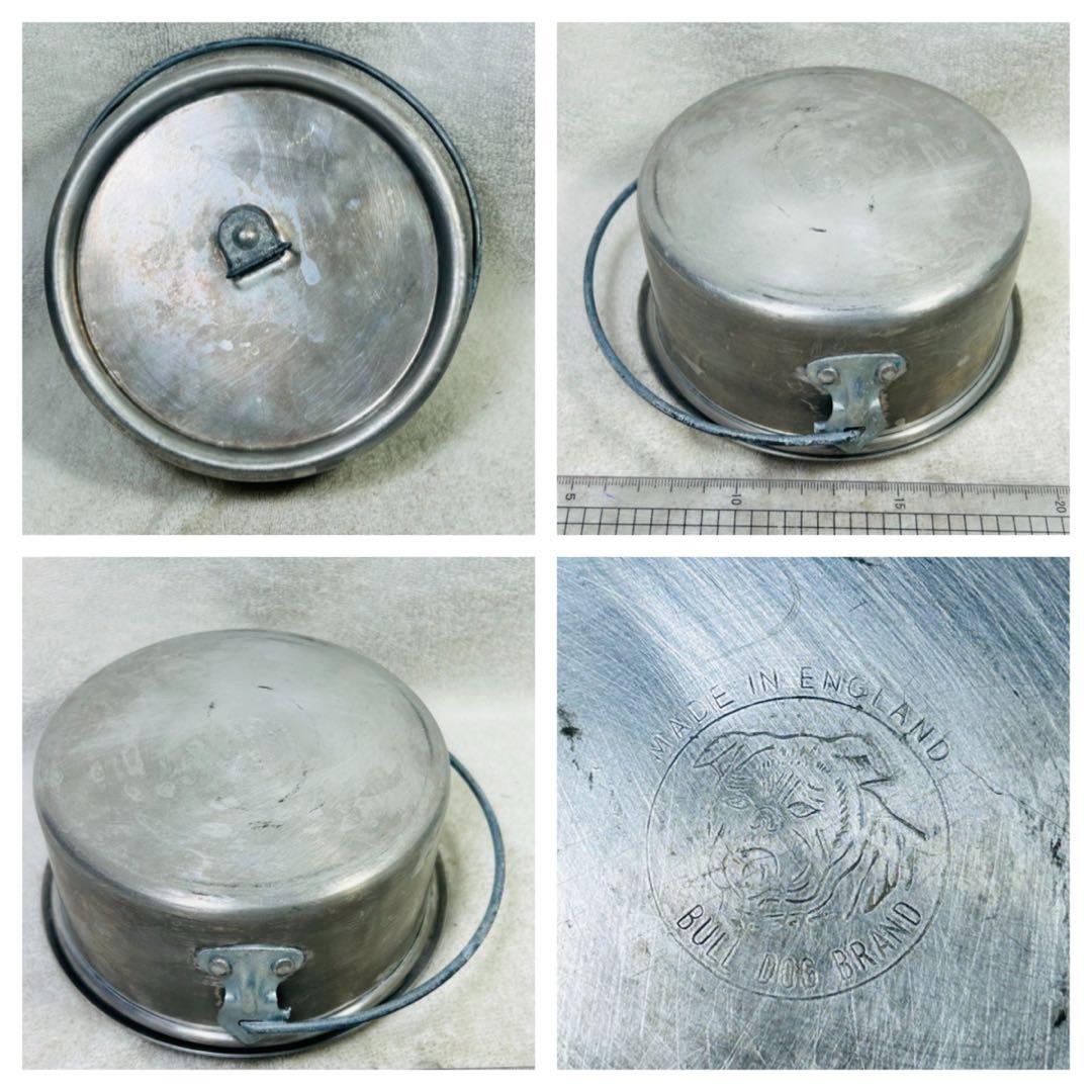 希少イギリスHOTTON社ブルドッグメスキットフライパン、深皿、中型小型ビリー缶