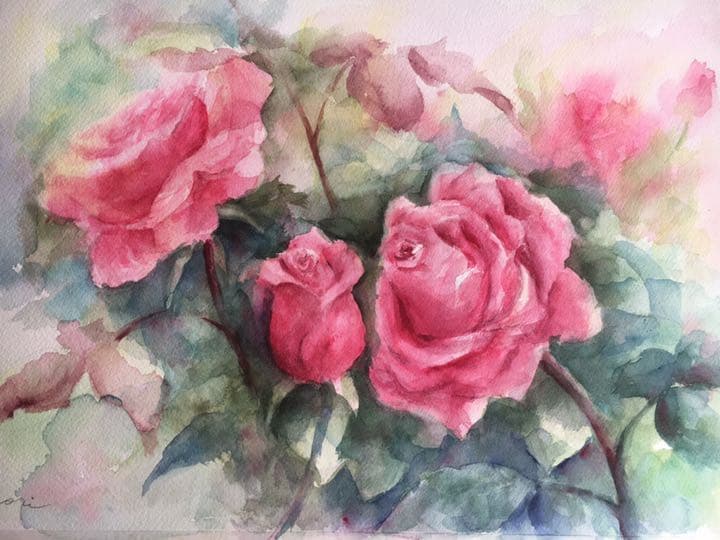 水彩画原画薔薇の絵ローズ