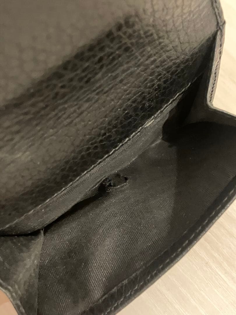 GUCCI グッチ　ダブルG マーモント　黒　レザー三つ折り財布　ウォレット