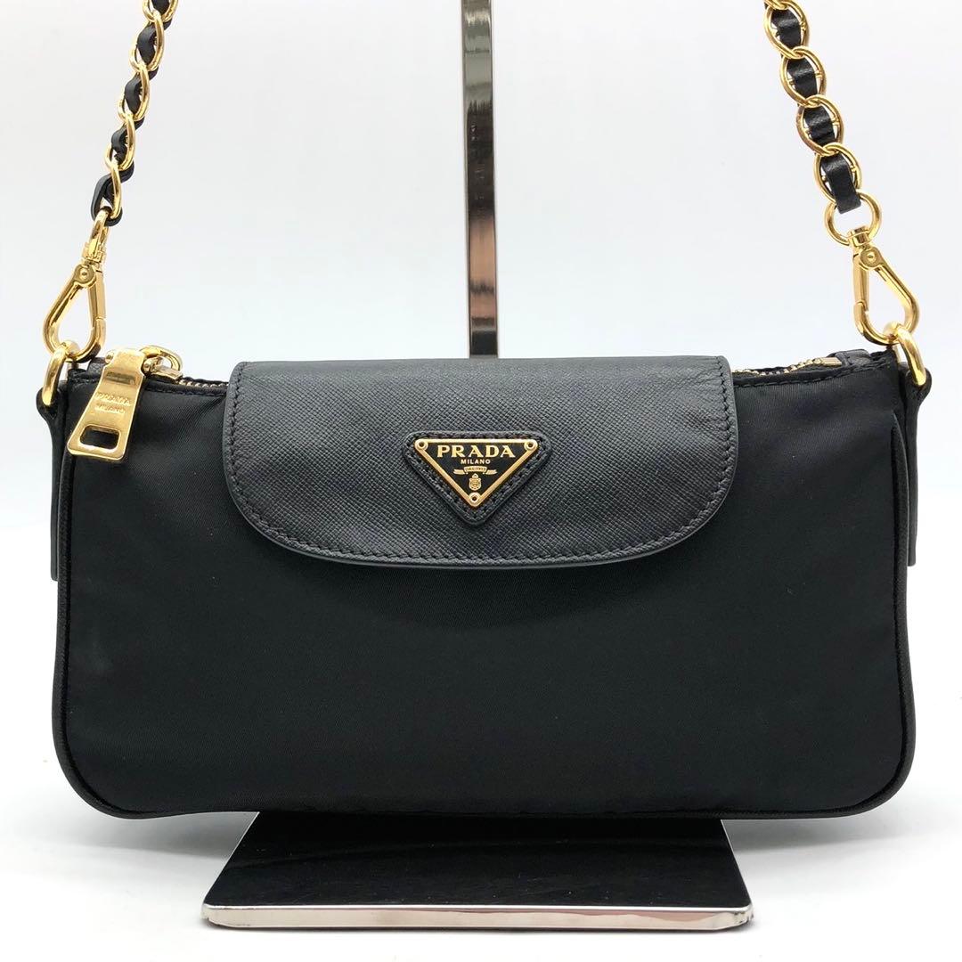 極美品✨プラダ チェーンショルダーバッグ ミニ 三角ロゴ ナイロン 1BH085