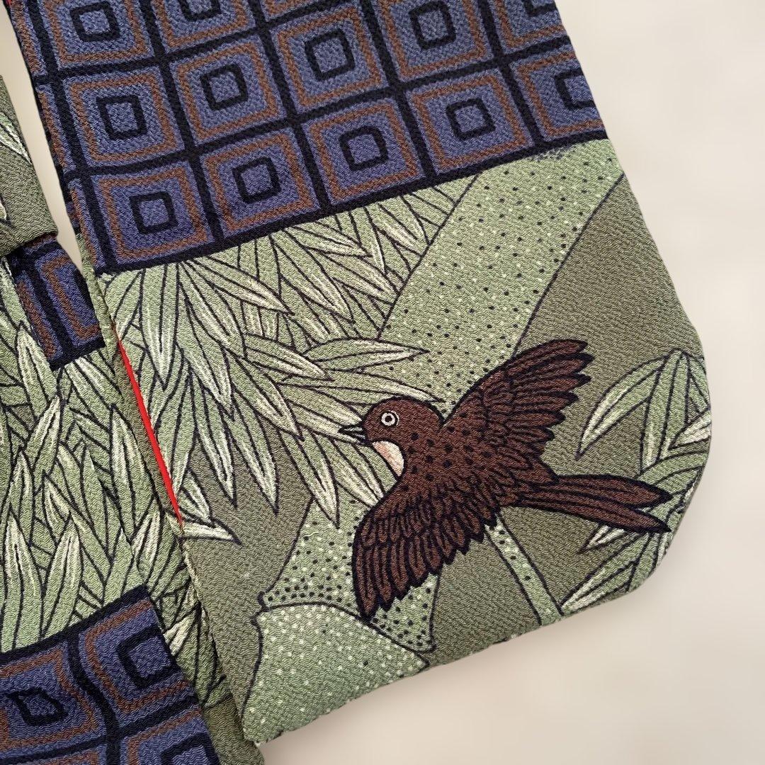 古布縮緬 人形の着物 13号 雀 竹 男の子 103106