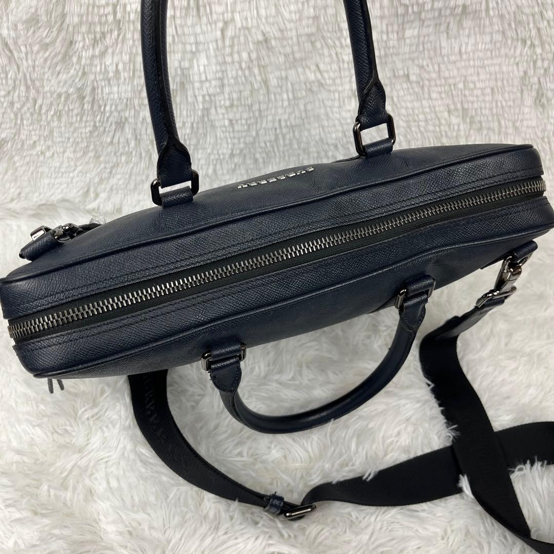 BURBERRY ビジネスバッグ　2way オールレザー　ネイビー