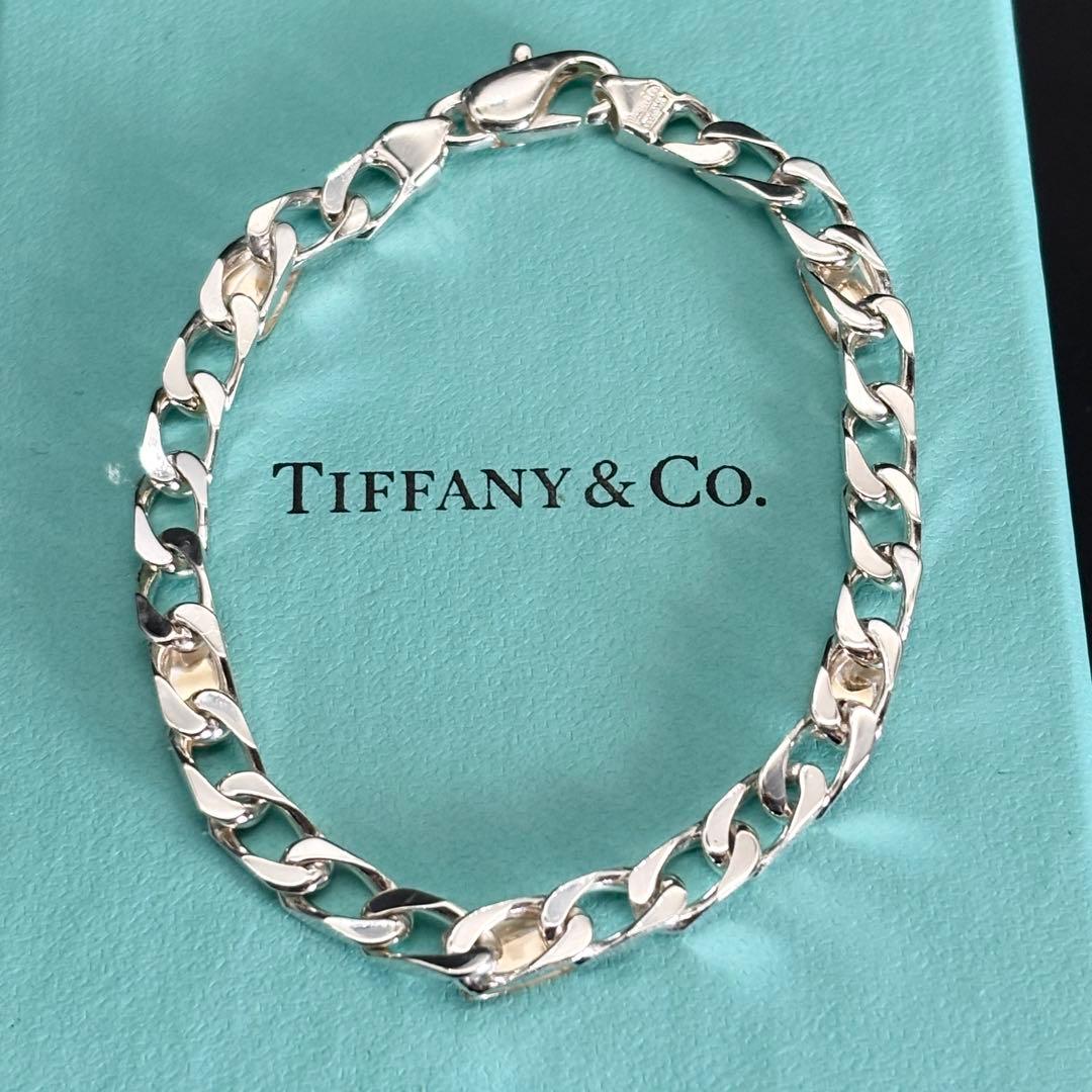 極美品 Tiffany コンビ フィガロ 18金 チェーン ブレスレット