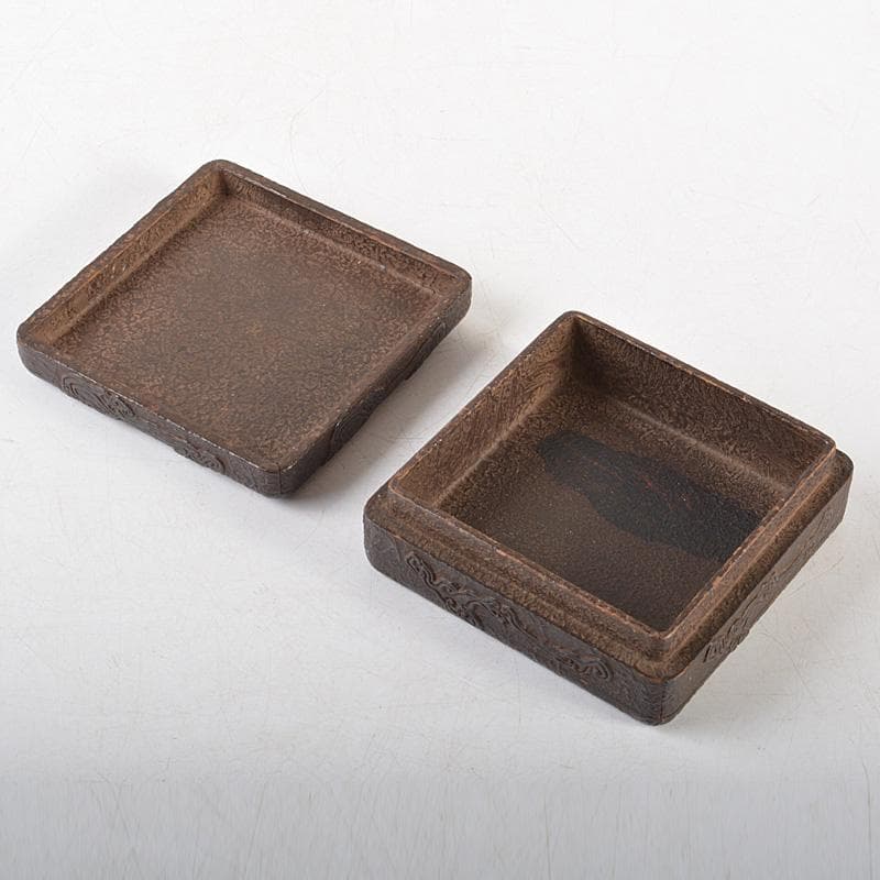 中国　漆塗　神獣文　四方箱　小物入　薬入　C　Ｒ5901