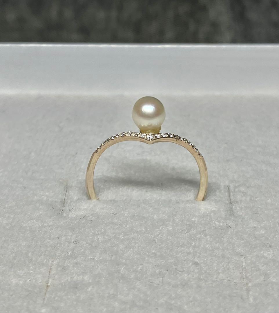 本日限定値　美品 K10+アコヤ真珠+ダイヤモンド リング(Lilas)