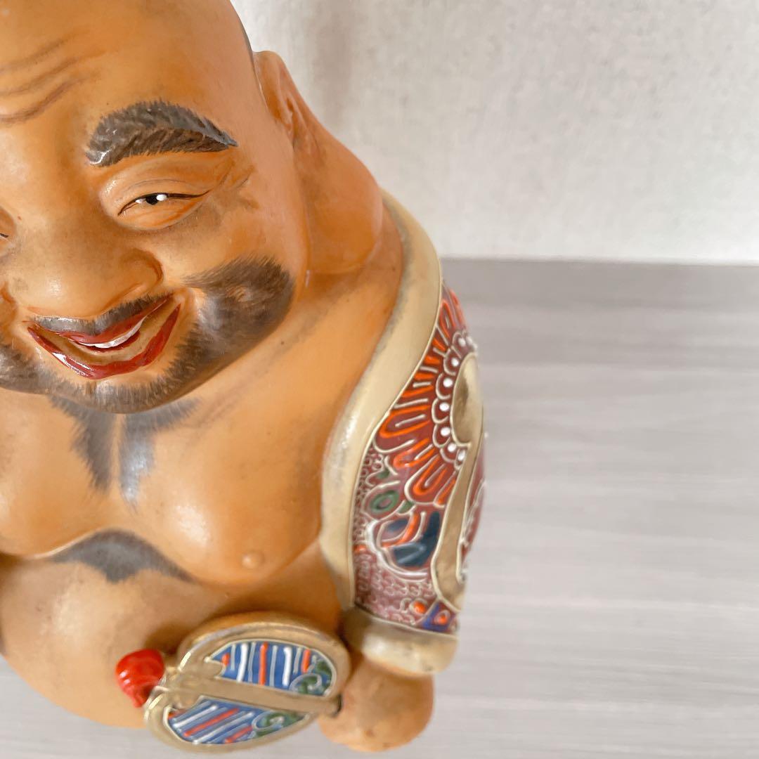 布袋様 置物 九谷焼風 菊池仙谷作 陶器 金彩 縁起物 高さ30cm 七福神