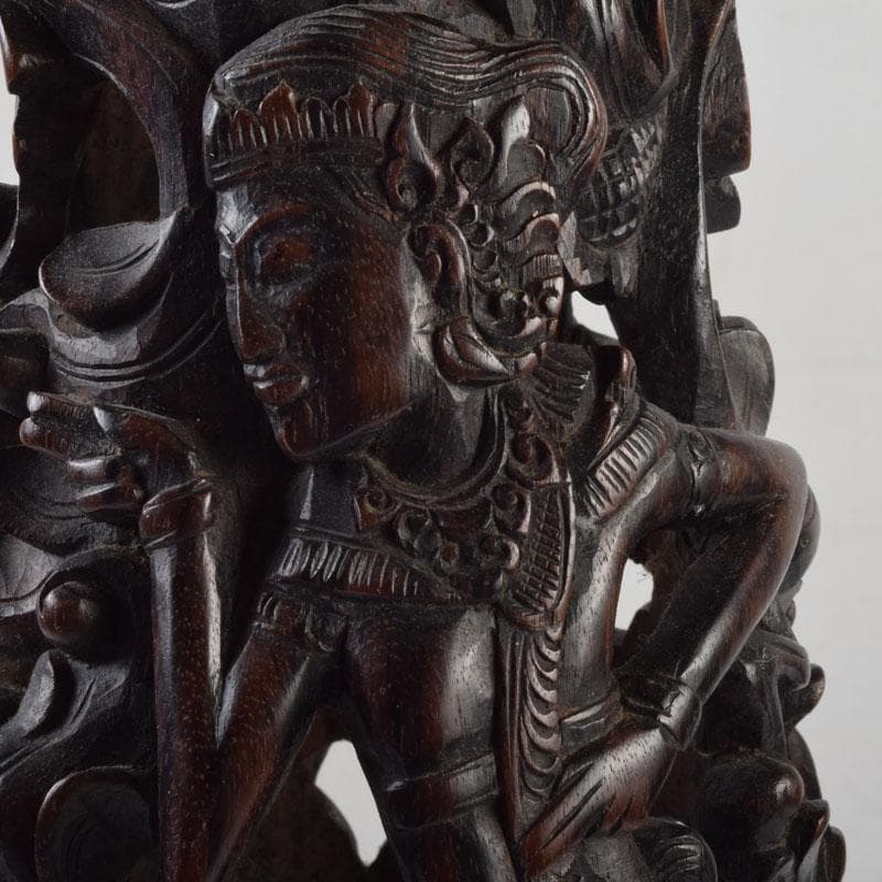 バリ島 インドネシア 木彫 ガルーダ 面 壁飾 置物 2点まとめて N9064A