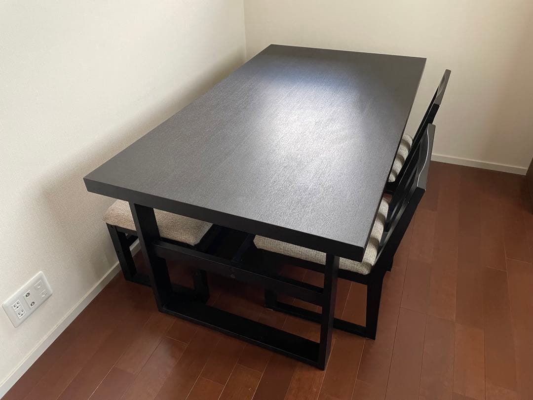 恩*様 4人掛け　ダイニングテーブル　ブラック（テーブルのみ）