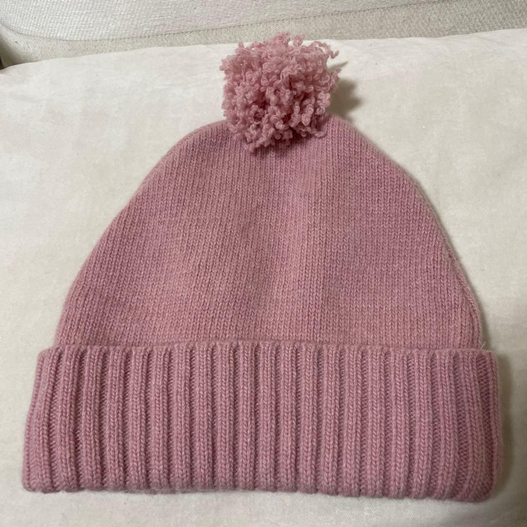 DIOR ディオール ニット帽 ボンボン付きカシミヤウール ロゴ入り 【未