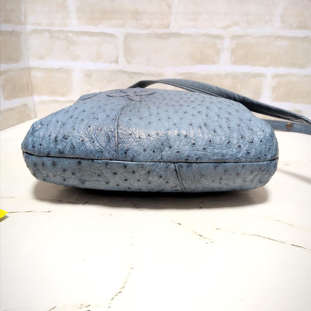★IBIZA【イビサ】オーストリッチ ショルダーバッグ ターコイズ 美品