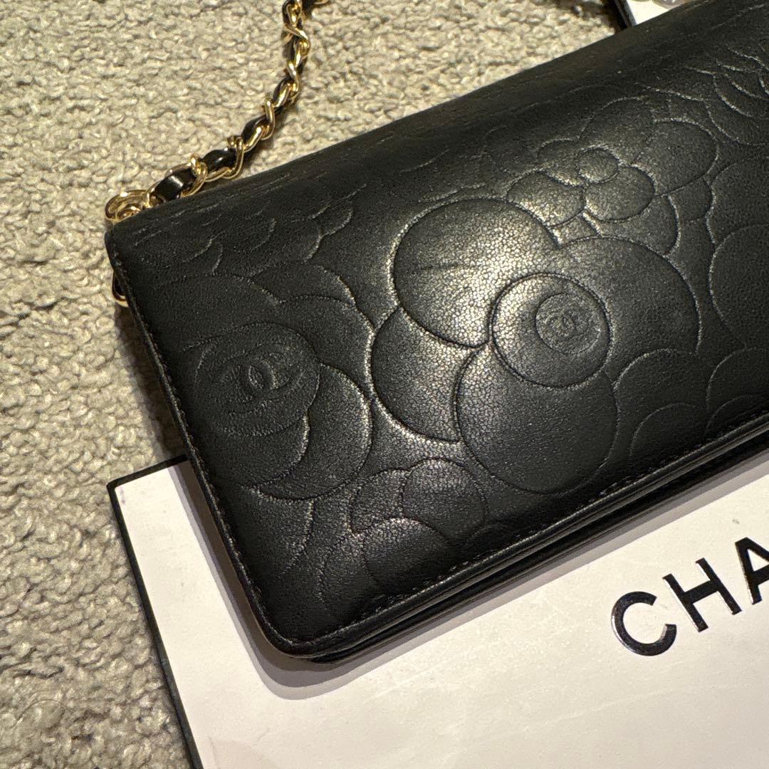 CHANEL シャネル　カメリア　長財布　チェーンウォレット　ショルダーバッグ