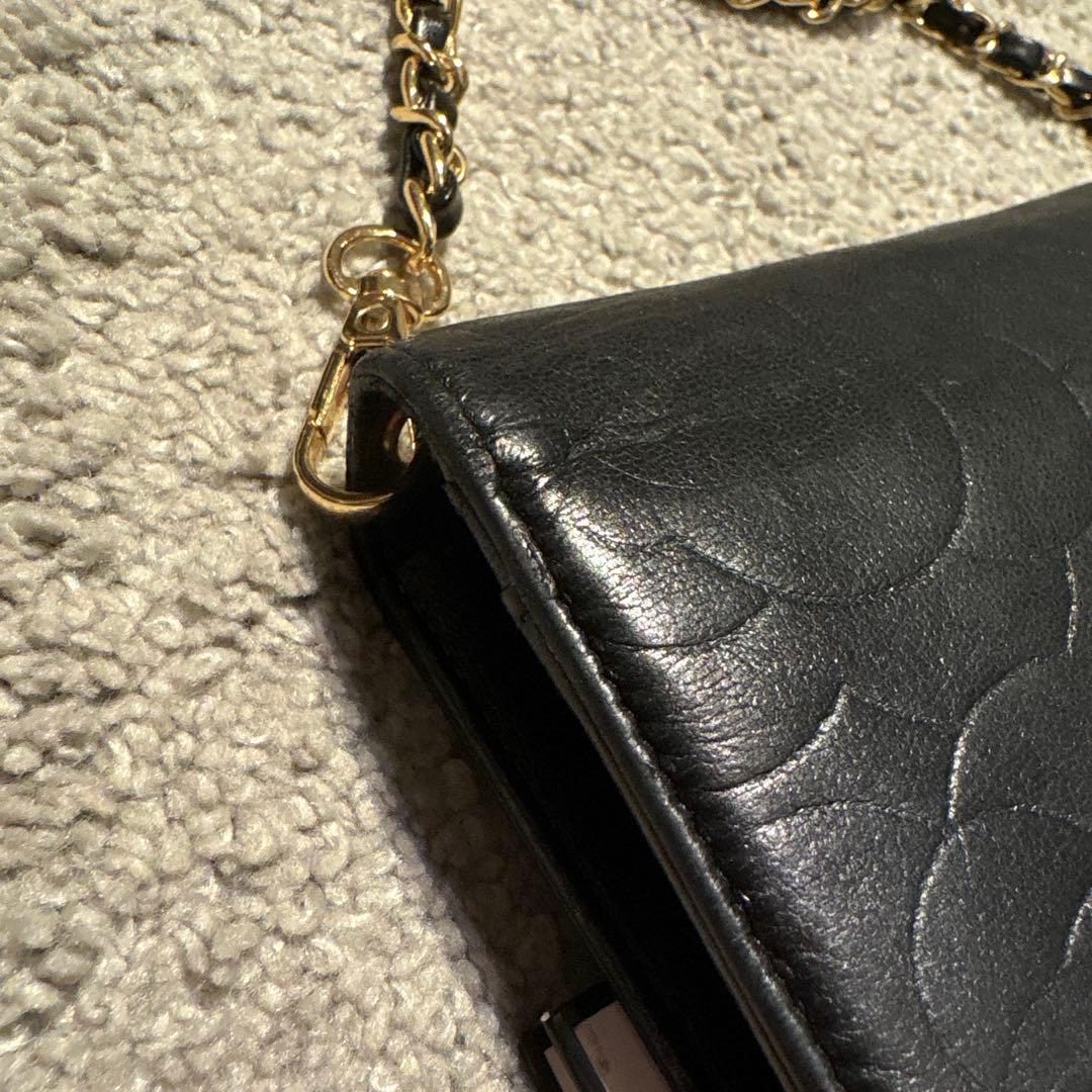 CHANEL シャネル　カメリア　長財布　チェーンウォレット　ショルダーバッグ