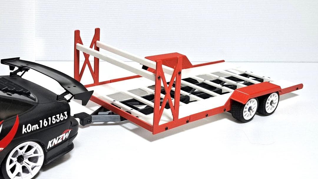 1/10 ラジコン用 車載トレーラー 低床タイプ 2軸仕様 タイヤラック付き2025