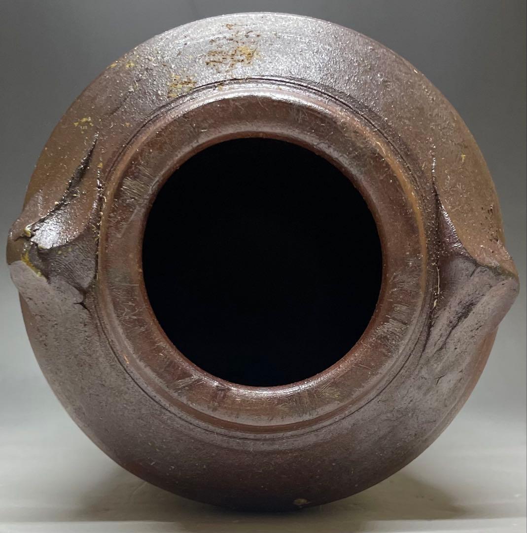 人間国宝 藤原雄 備前花入 耳付花入 備前焼 共箱 共布 栞