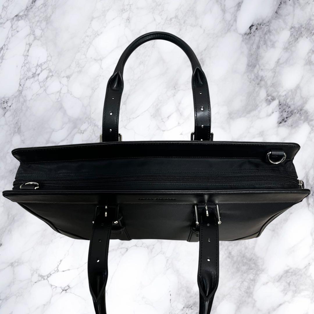 極美品 タケオキクチ 2way ビジネスバッグ ショルダーバッグ 本革 ナイロン