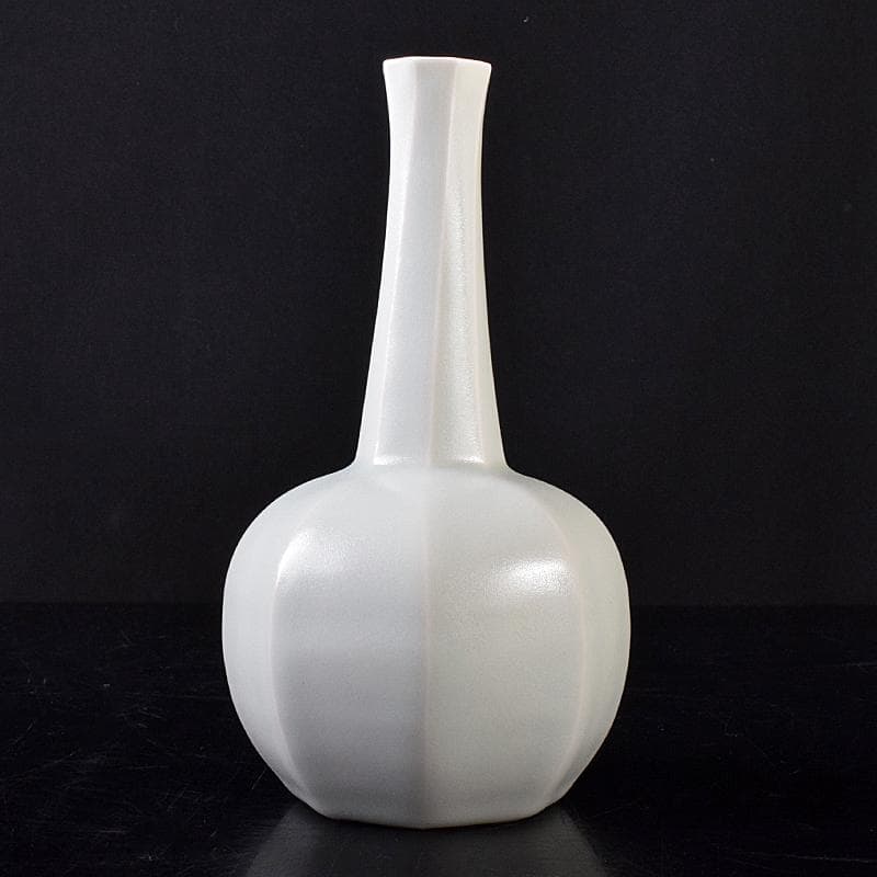 京焼 竹中浩作 白磁 面取瓶 共箱 C R8758