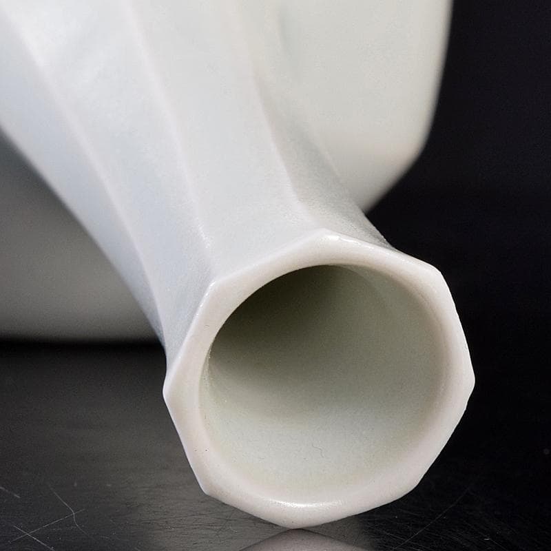 京焼 竹中浩作 白磁 面取瓶 共箱 C R8758