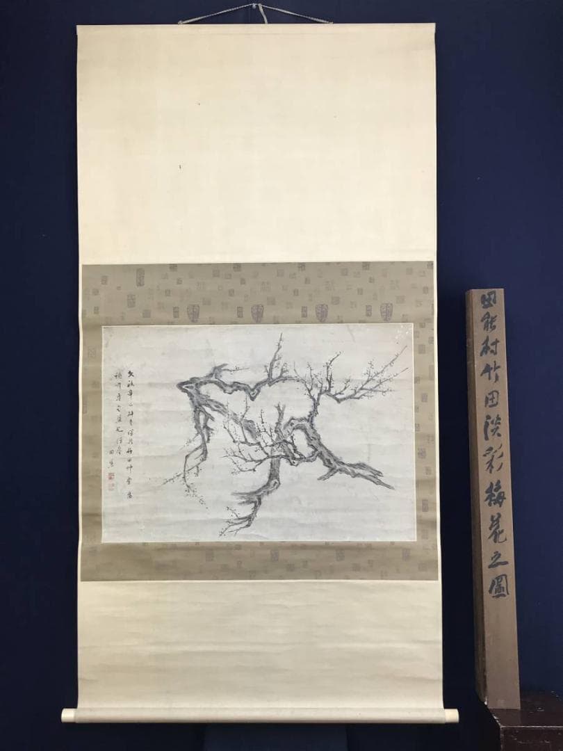 模写/田能村竹田/淡彩梅花之図/花図/梅図/掛軸/名家伝来/AE-43