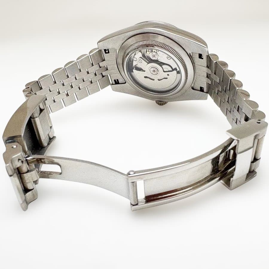 MOD NH35A 自動巻 腕時計 デイトジャストタイプ ガンメタ グリーン