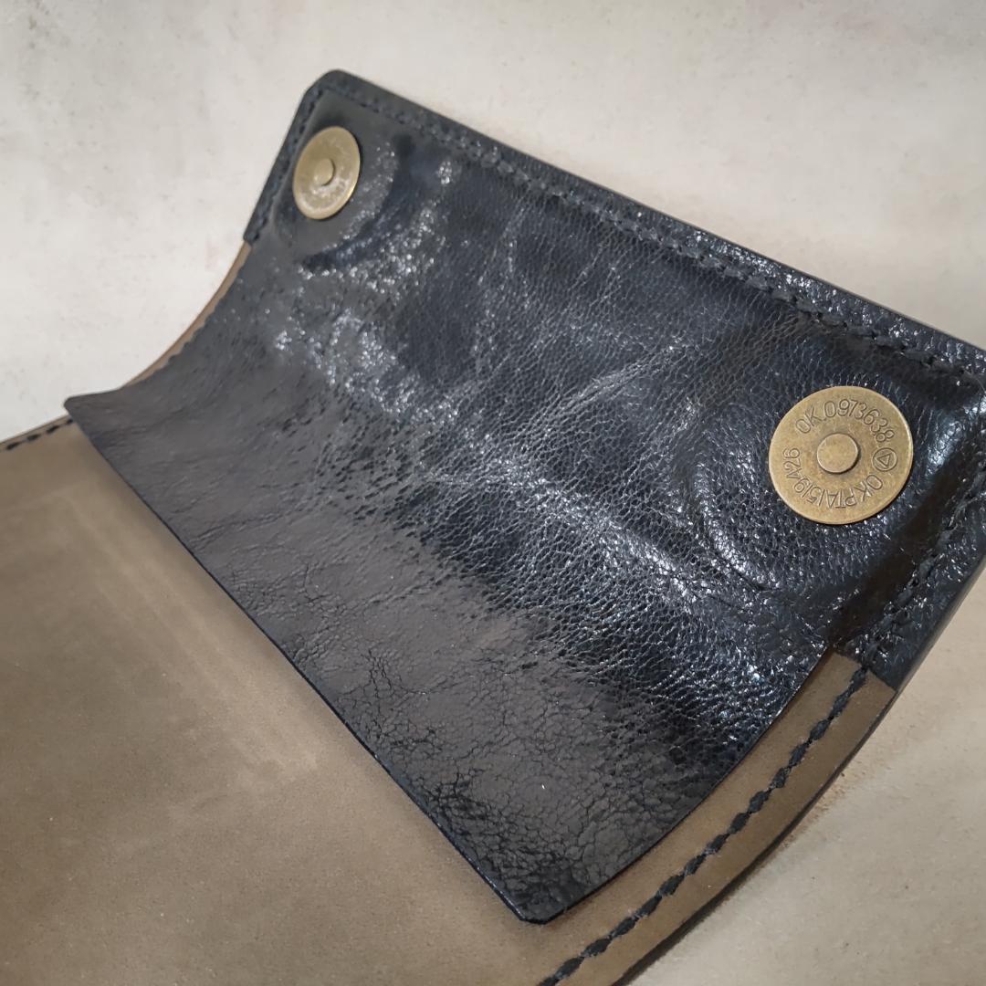 手巻きたばこ 三つ折りシャグポーチ（黒)高級姫路レザー使用 一点物S-58HC