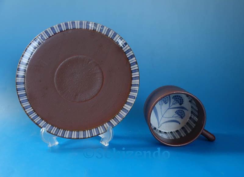 九谷焼 　松本佐一 芙蓉図　ペア 　珈琲揃　共箱　　カップ&ソーサー　２４９２