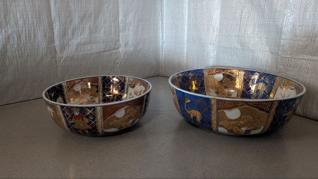 青と金の装飾 陶器ボウル2つセット