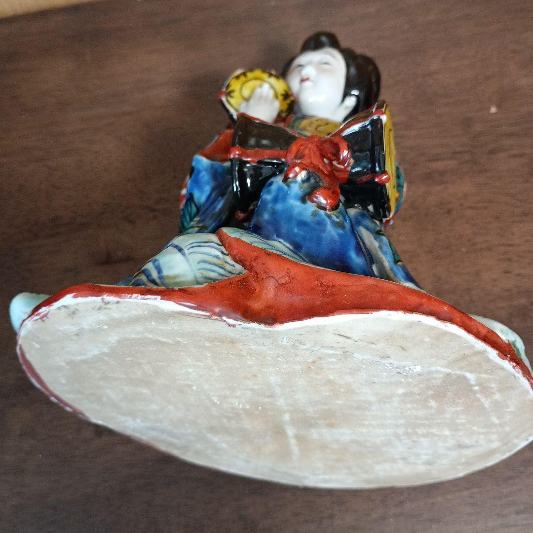 鼓を打つ舞妓さん 九谷焼 陶磁器 置物