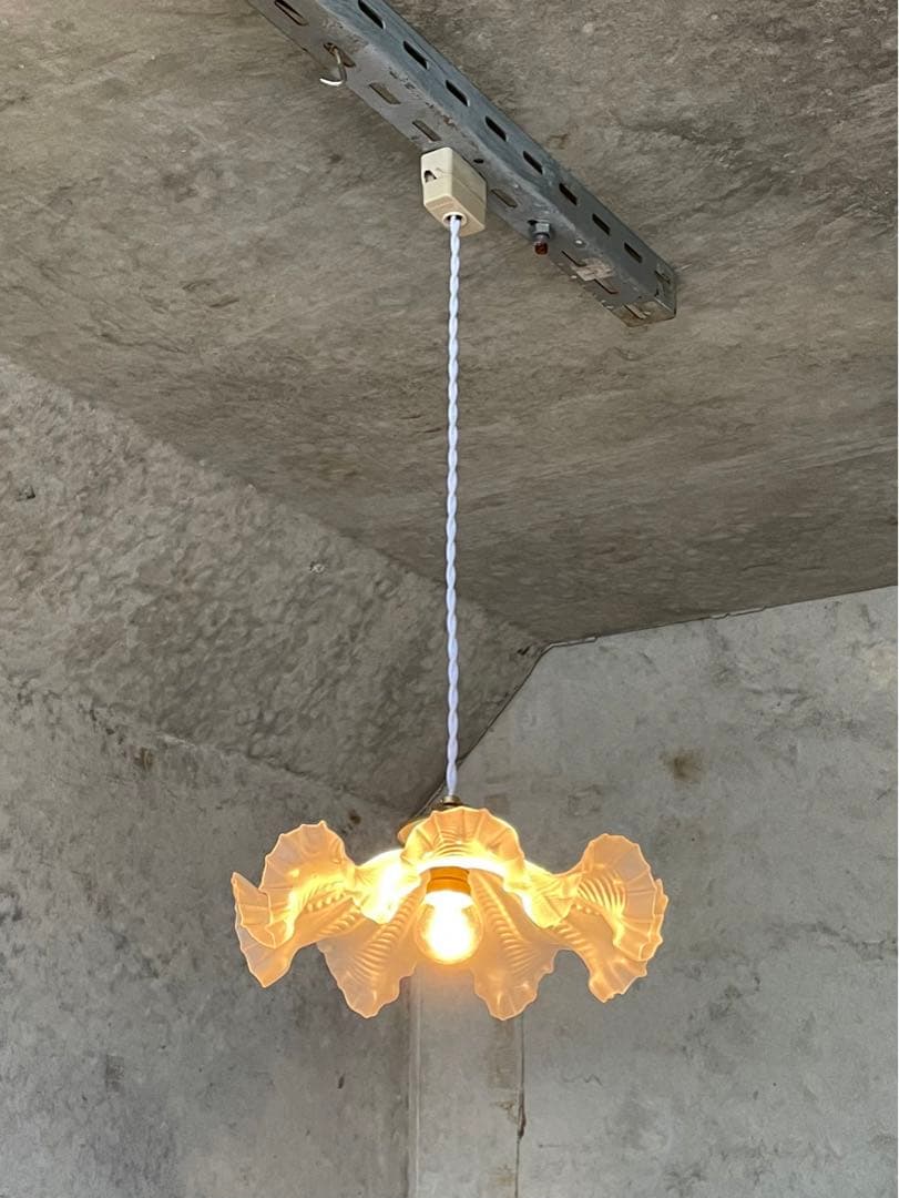 87. 40's フランスアンティーク 古民家 ガラスシェードペンダント