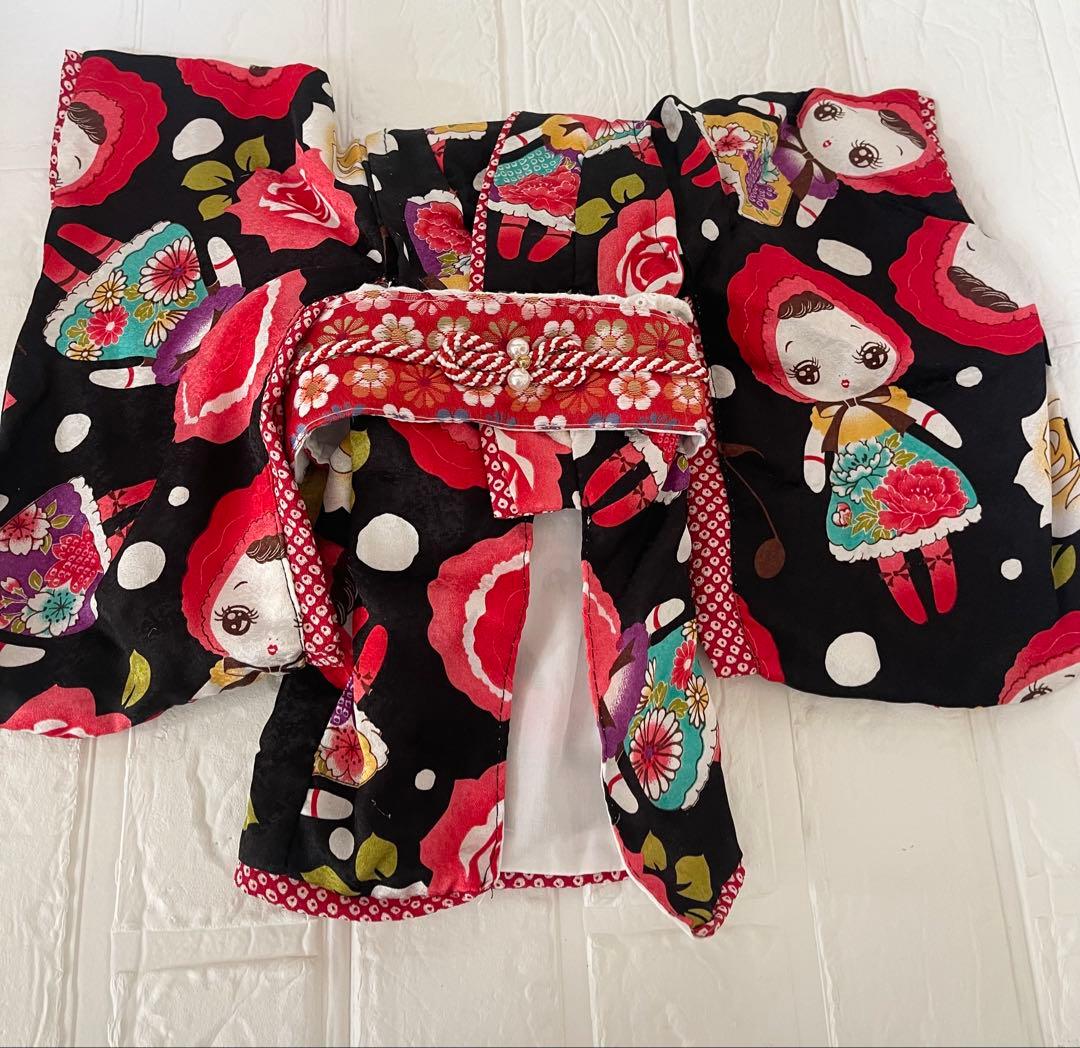 わんこお着物 犬猫♡お正月 振袖七五三 ひな祭りお人形柄帯付き