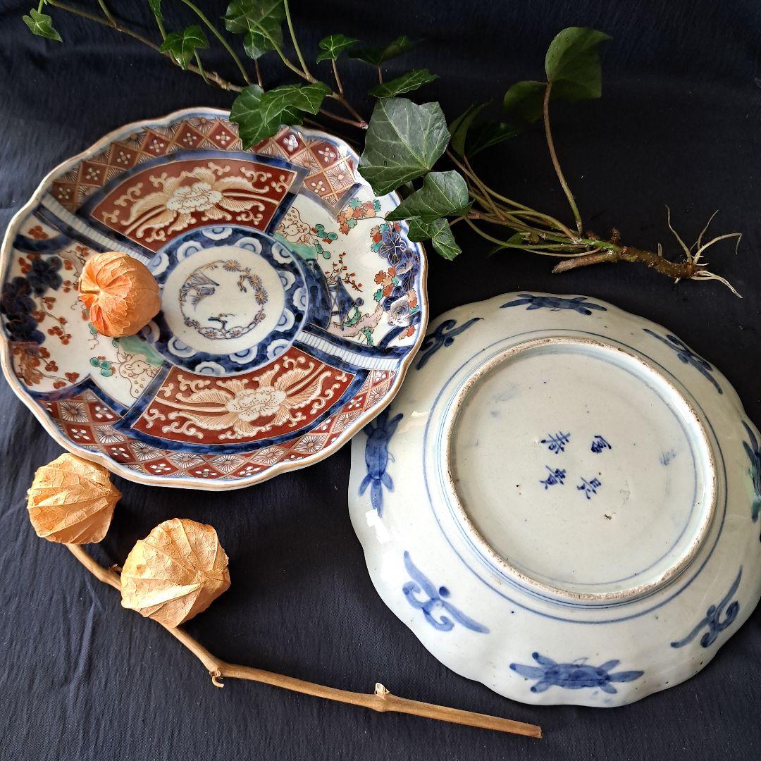 華やかな食卓！ 金彩古伊万里皿(直径21cm)」富貴長春皿4客セット 骨董アン