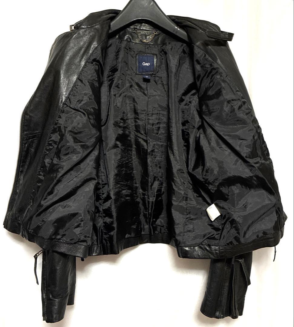 シングルライダースジャケット 黒レザー 革ジャン GAP